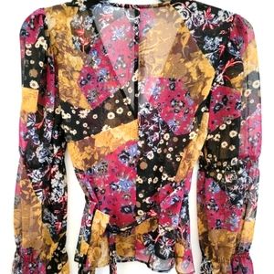 BCBG Generation Women's Sheer Bohemian style outerwear blouse XXS